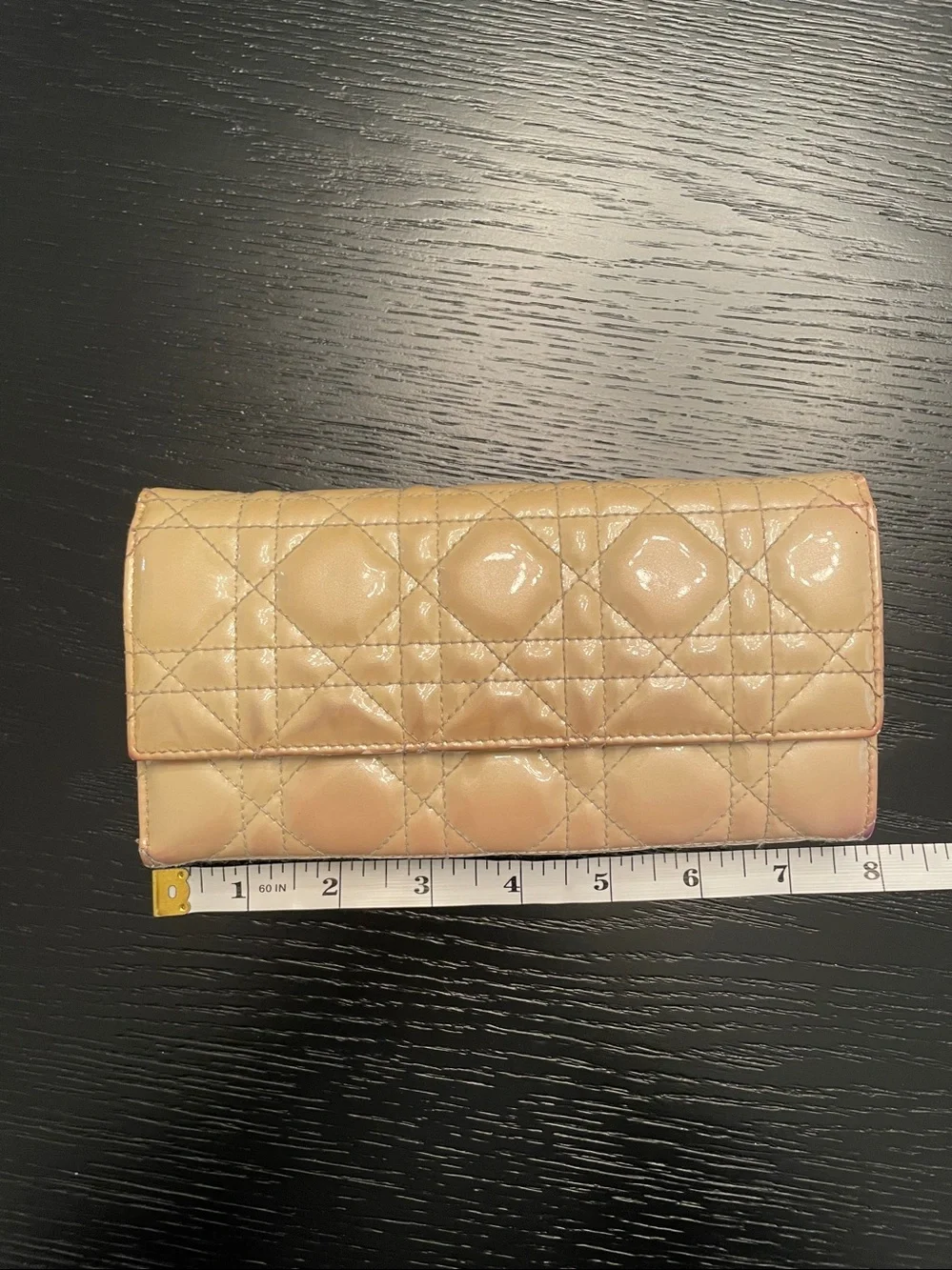 Christian Dior Cannage Patent Leather Lady Dior Rendezvous Wallet AS IS